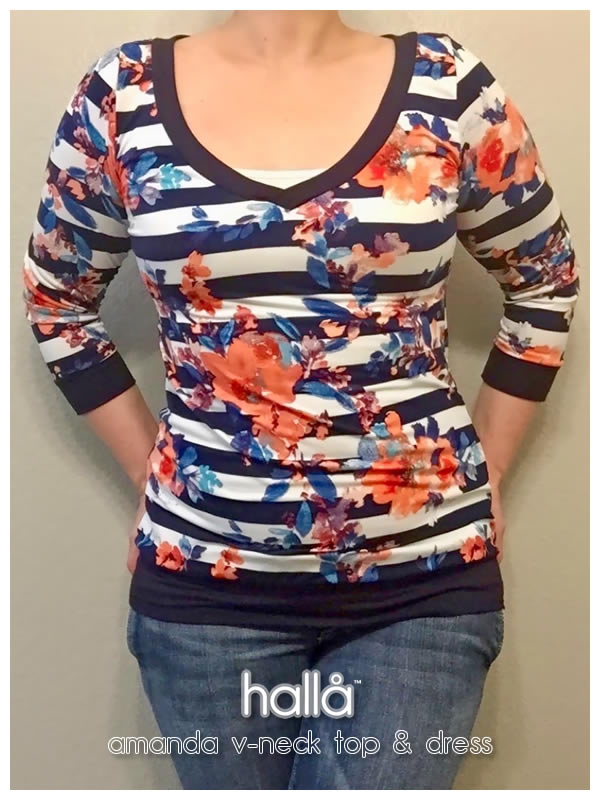 amanda v-neck top & dress for women